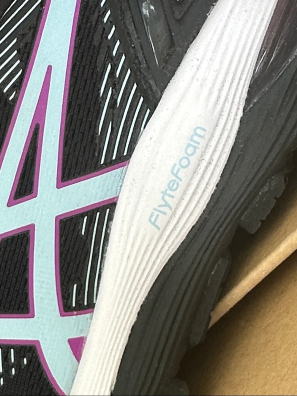 ASICS Women's Black with baby blue & Purple Athletic Running Shoes - Picture 8 of 8